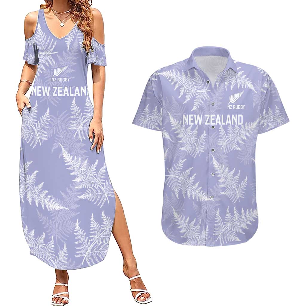 New Zealand Silver Fern Rugby Custom Couples Matching Summer Maxi Dress and Hawaiian Shirt Go Aotearoa Champions Purple Version - Aussie Hoodie
