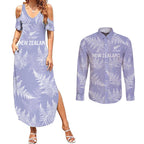 New Zealand Silver Fern Rugby Custom Couples Matching Summer Maxi Dress and Long Sleeve Button Shirt Go Aotearoa Champions Purple Version - Aussie Hoodie