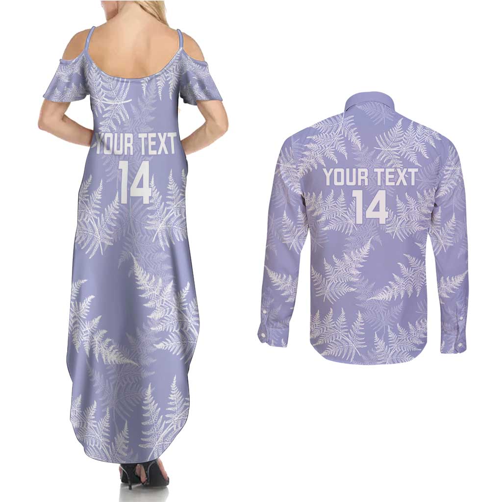 New Zealand Silver Fern Rugby Custom Couples Matching Summer Maxi Dress and Long Sleeve Button Shirt Go Aotearoa Champions Purple Version - Aussie Hoodie