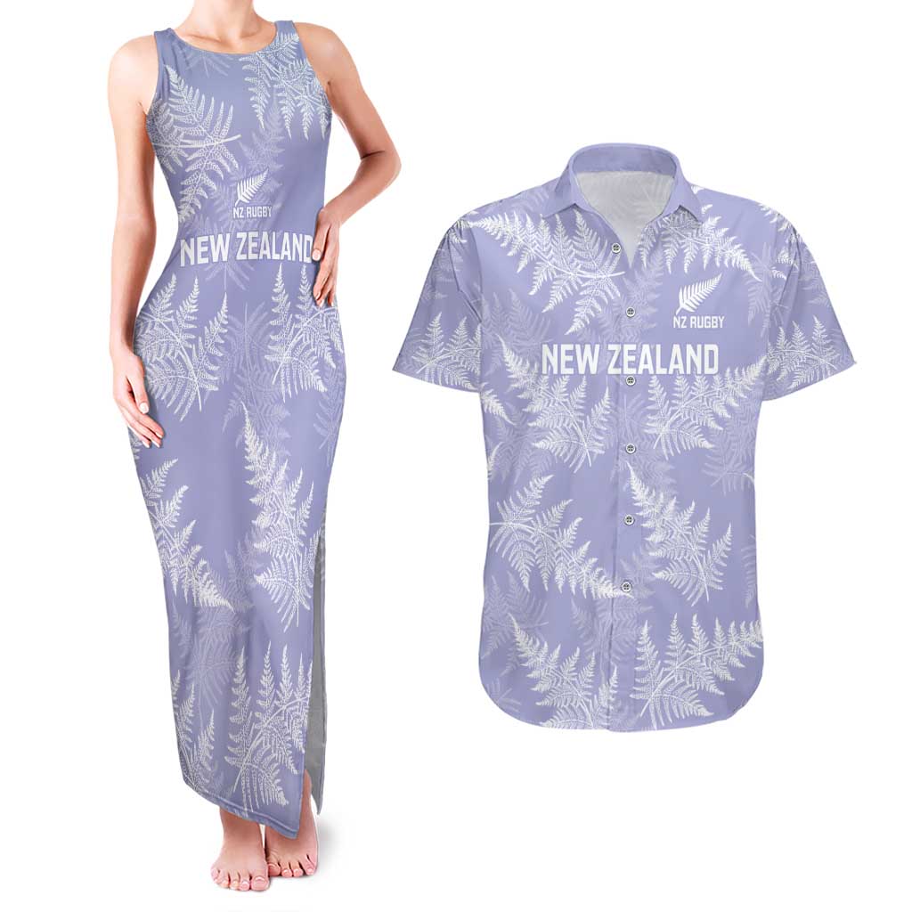 New Zealand Silver Fern Rugby Custom Couples Matching Tank Maxi Dress and Hawaiian Shirt Go Aotearoa Champions Purple Version - Aussie Hoodie