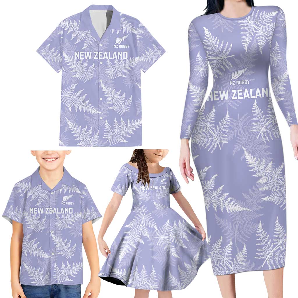 New Zealand Silver Fern Rugby Custom Family Matching Long Sleeve Bodycon Dress and Hawaiian Shirt Go Aotearoa Champions Purple Version - Aussie Hoodie