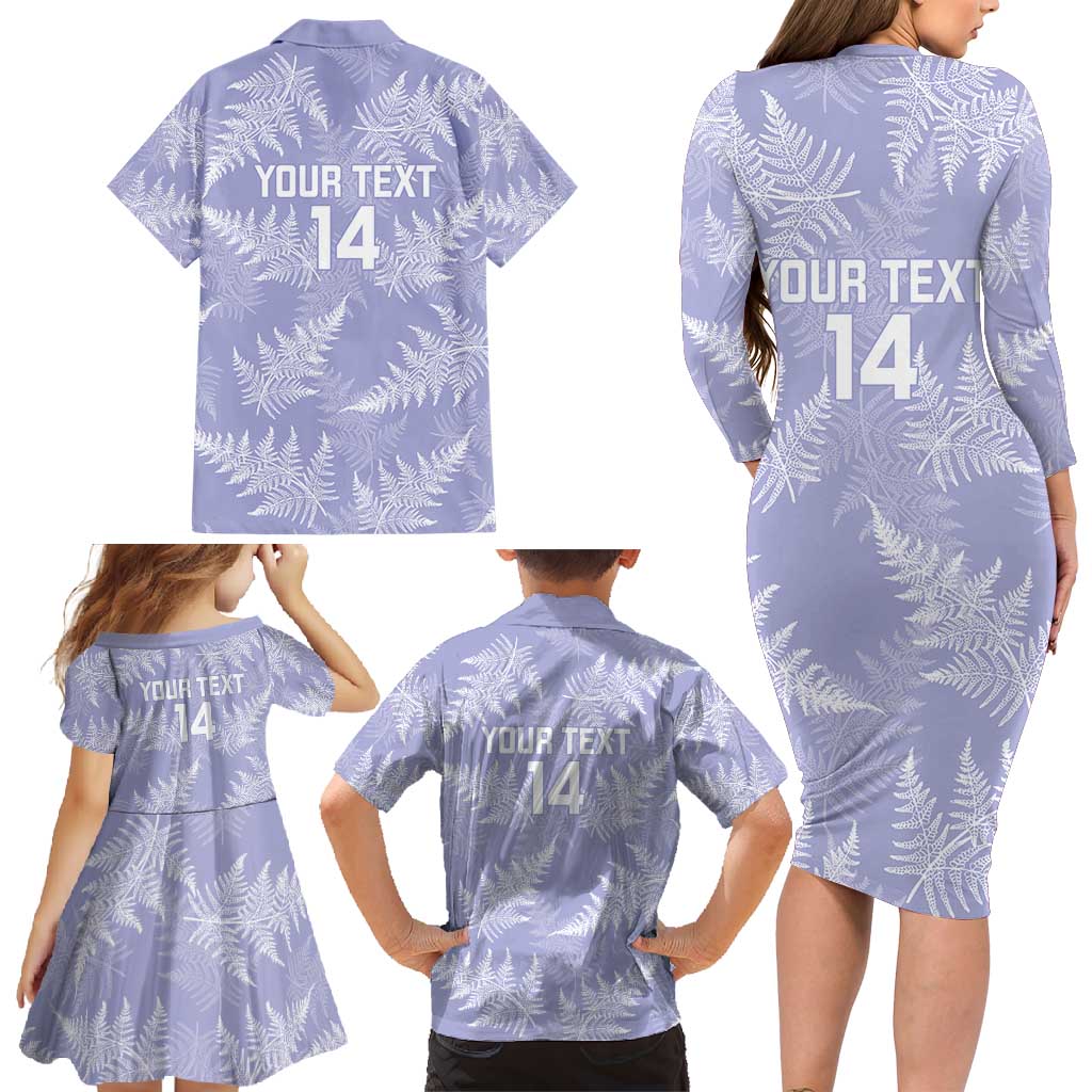 New Zealand Silver Fern Rugby Custom Family Matching Long Sleeve Bodycon Dress and Hawaiian Shirt Go Aotearoa Champions Purple Version - Aussie Hoodie