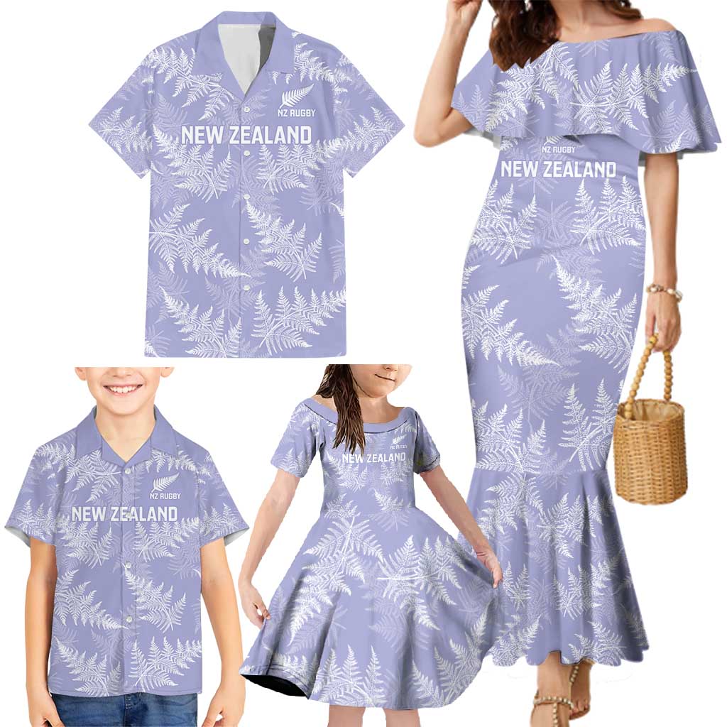 New Zealand Silver Fern Rugby Custom Family Matching Mermaid Dress and Hawaiian Shirt Go Aotearoa Champions Purple Version - Aussie Hoodie
