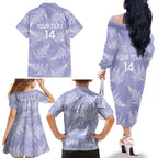 New Zealand Silver Fern Rugby Custom Family Matching Off The Shoulder Long Sleeve Dress and Hawaiian Shirt Go Aotearoa Champions Purple Version - Aussie Hoodie