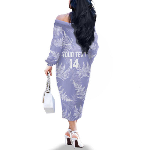 New Zealand Silver Fern Rugby Custom Family Matching Off The Shoulder Long Sleeve Dress and Hawaiian Shirt Go Aotearoa Champions Purple Version - Aussie Hoodie