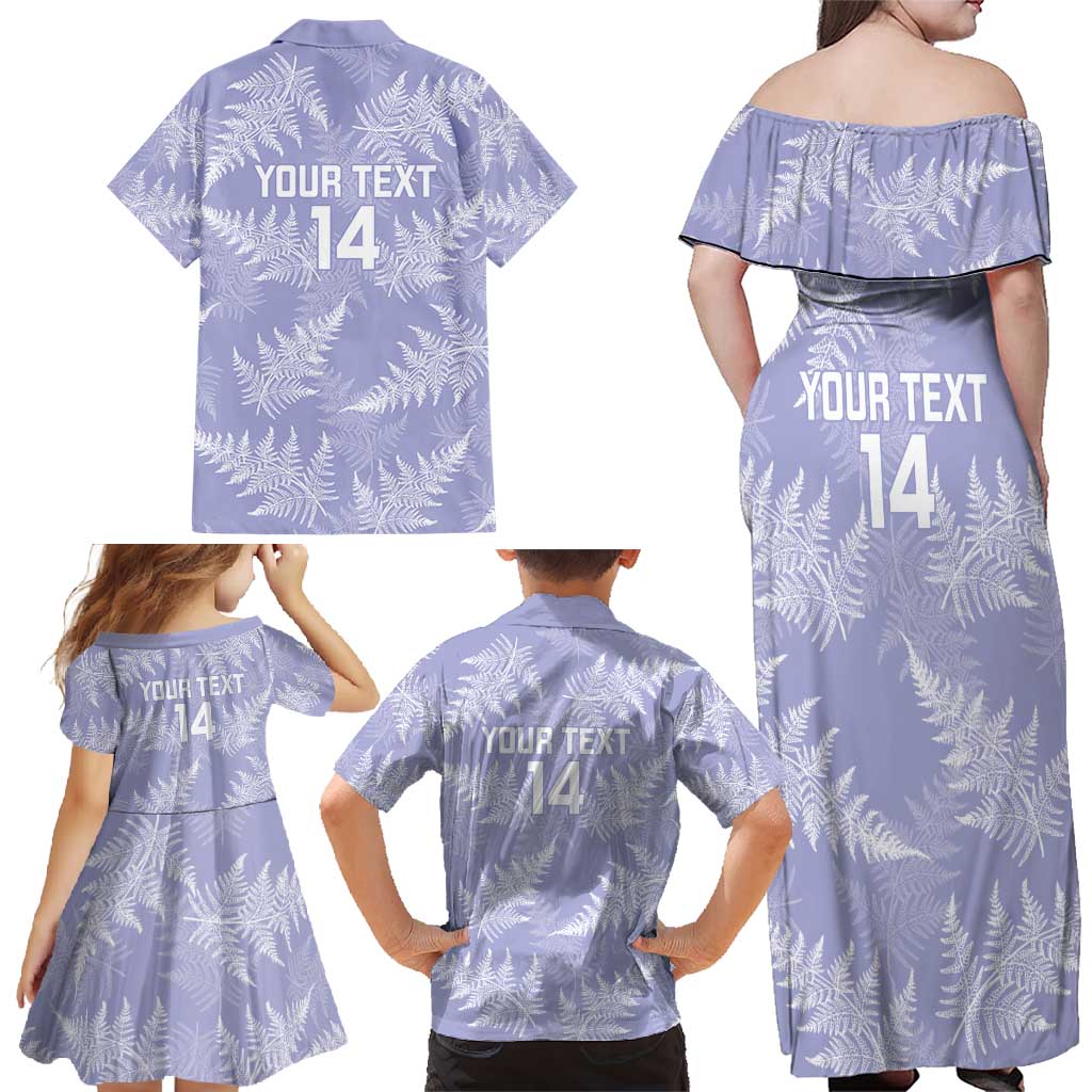 New Zealand Silver Fern Rugby Custom Family Matching Off Shoulder Maxi Dress and Hawaiian Shirt Go Aotearoa Champions Purple Version - Aussie Hoodie