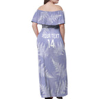 New Zealand Silver Fern Rugby Custom Family Matching Off Shoulder Maxi Dress and Hawaiian Shirt Go Aotearoa Champions Purple Version - Aussie Hoodie