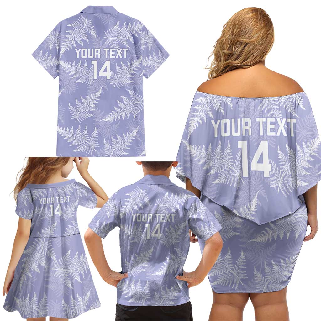 New Zealand Silver Fern Rugby Custom Family Matching Off Shoulder Short Dress and Hawaiian Shirt Go Aotearoa Champions Purple Version - Aussie Hoodie