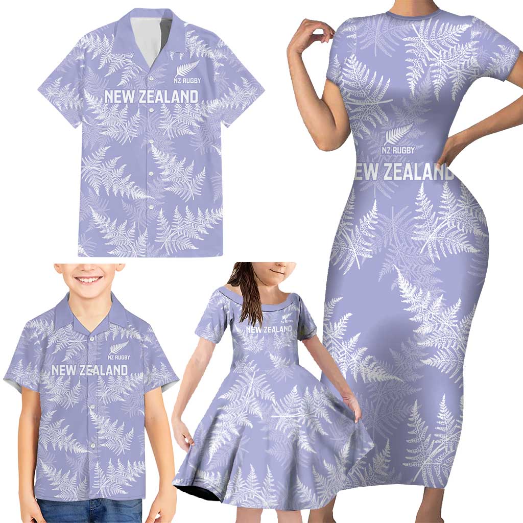New Zealand Silver Fern Rugby Custom Family Matching Short Sleeve Bodycon Dress and Hawaiian Shirt Go Aotearoa Champions Purple Version - Aussie Hoodie