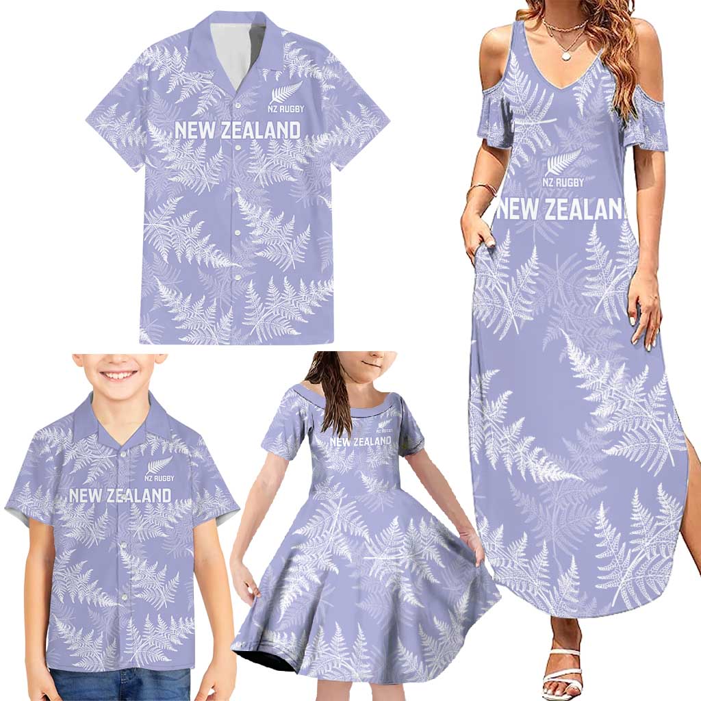 New Zealand Silver Fern Rugby Custom Family Matching Summer Maxi Dress and Hawaiian Shirt Go Aotearoa Champions Purple Version - Aussie Hoodie