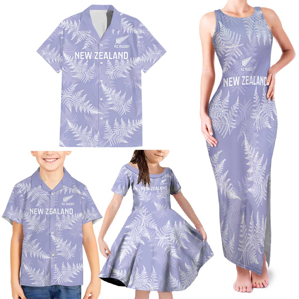 New Zealand Silver Fern Rugby Custom Family Matching Tank Maxi Dress and Hawaiian Shirt Go Aotearoa Champions Purple Version - Aussie Hoodie