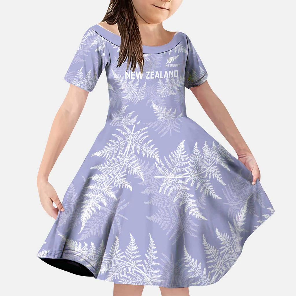 New Zealand Silver Fern Rugby Custom Kid Short Sleeve Dress Go Aotearoa Champions Purple Version - Aussie Hoodie