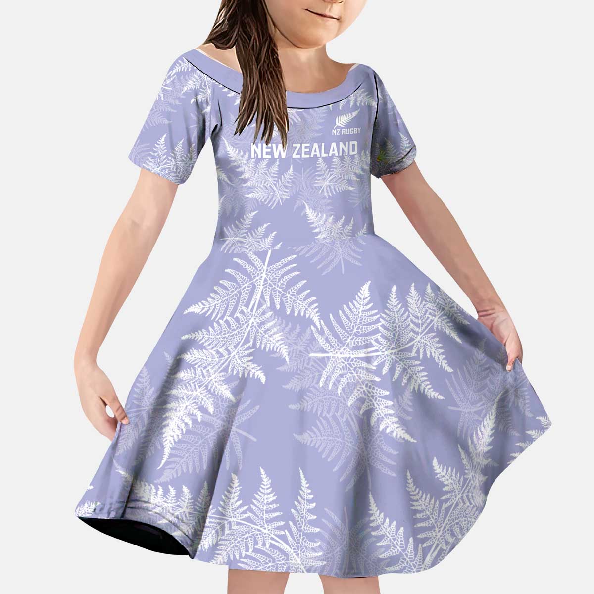 New Zealand Silver Fern Rugby Custom Kid Short Sleeve Dress Go Aotearoa Champions Purple Version - Aussie Hoodie