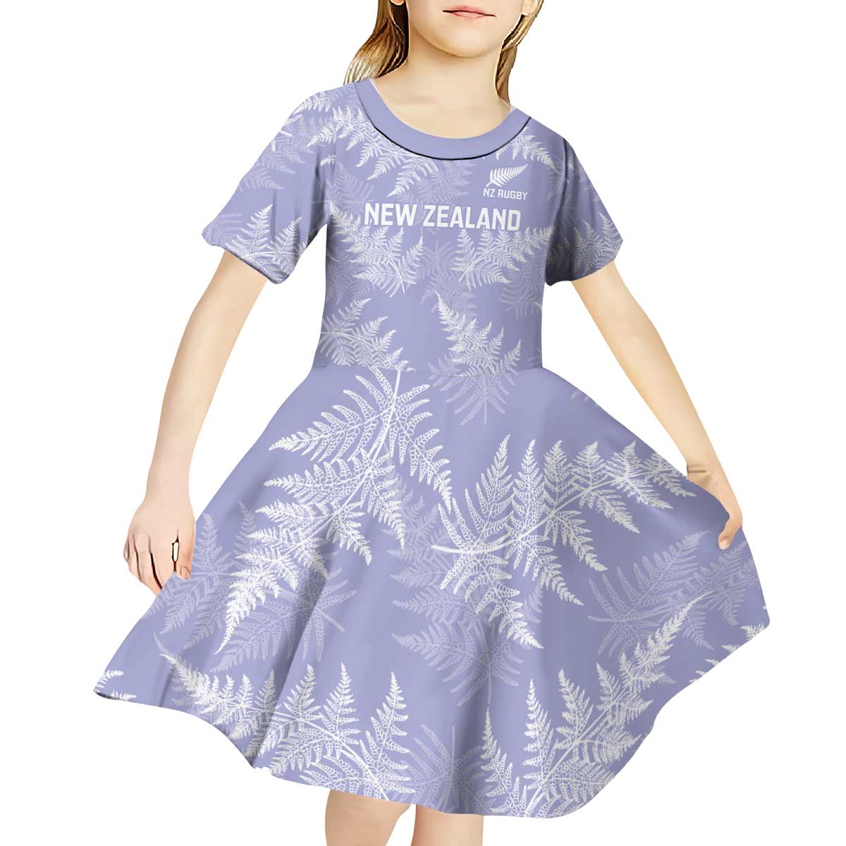 New Zealand Silver Fern Rugby Custom Kid Short Sleeve Dress Go Aotearoa Champions Purple Version - Aussie Hoodie