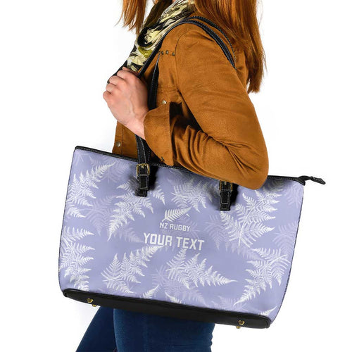 New Zealand Silver Fern Rugby Custom Leather Tote Bag Go Aotearoa Champions Purple Version - Aussie Hoodie