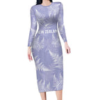 New Zealand Silver Fern Rugby Custom Long Sleeve Bodycon Dress Go Aotearoa Champions Purple Version - Aussie Hoodie