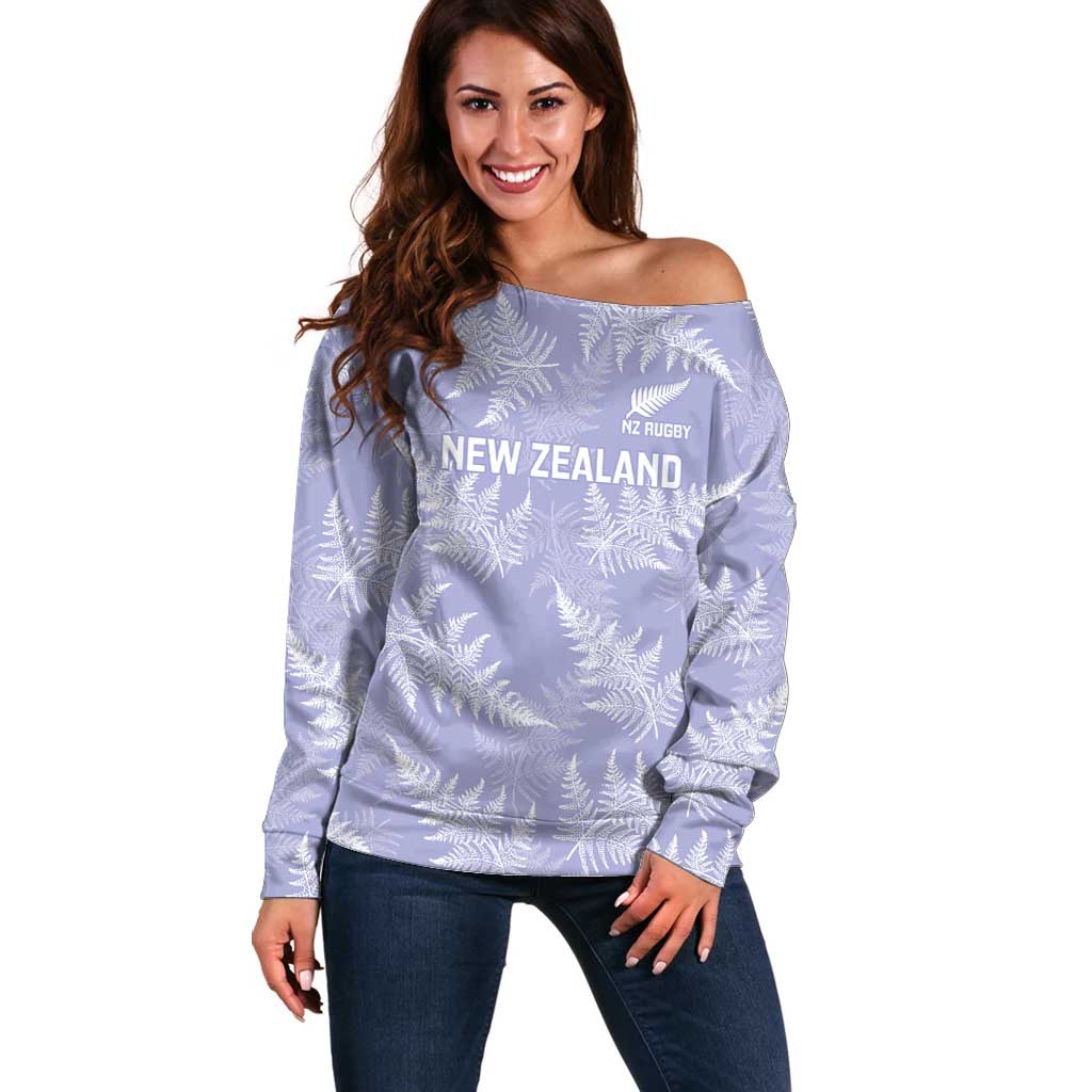 New Zealand Silver Fern Rugby Custom Off Shoulder Sweater Go Aotearoa Champions Purple Version - Aussie Hoodie