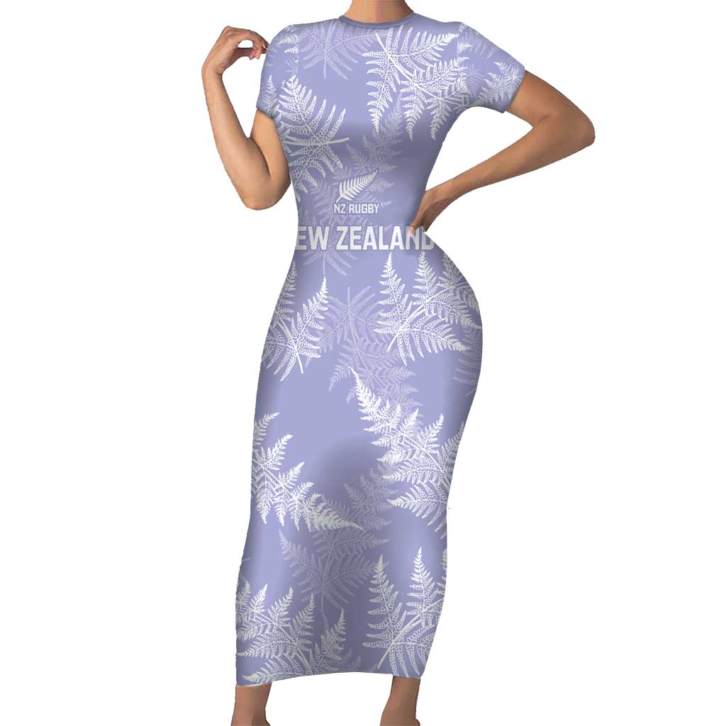 New Zealand Silver Fern Rugby Custom Short Sleeve Bodycon Dress Go Aotearoa Champions Purple Version - Aussie Hoodie