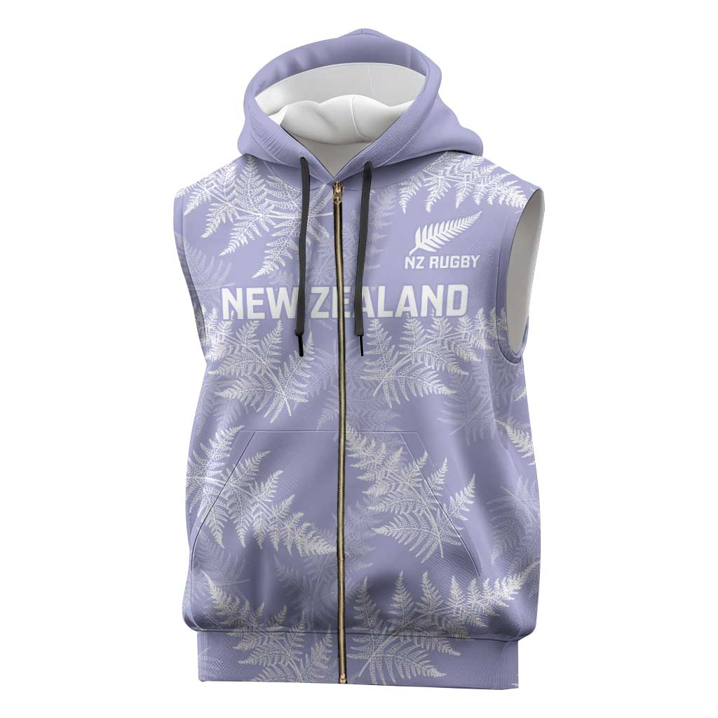 New Zealand Silver Fern Rugby Custom Sleeveless Zip Hoodie Go Aotearoa Champions Purple Version - Aussie Hoodie