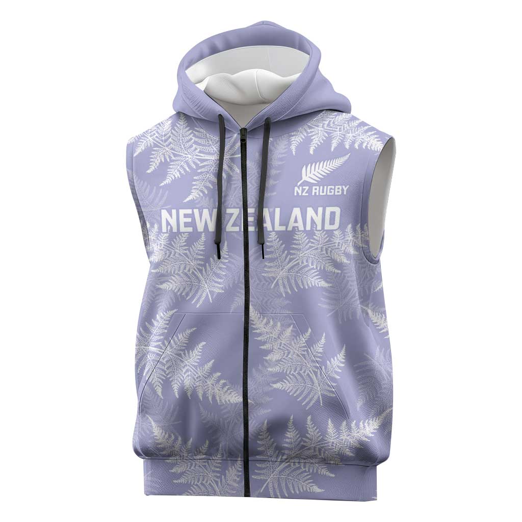 New Zealand Silver Fern Rugby Custom Sleeveless Zip Hoodie Go Aotearoa Champions Purple Version LT14