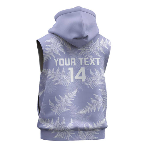 New Zealand Silver Fern Rugby Custom Sleeveless Zip Hoodie Go Aotearoa Champions Purple Version LT14