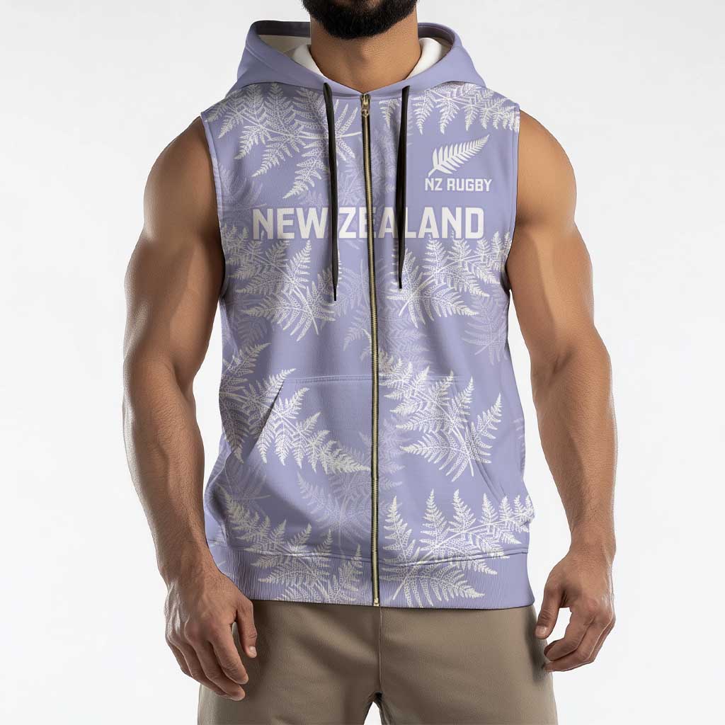 New Zealand Silver Fern Rugby Custom Sleeveless Zip Hoodie Go Aotearoa Champions Purple Version - Aussie Hoodie