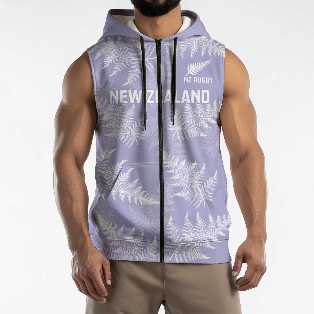New Zealand Silver Fern Rugby Custom Sleeveless Zip Hoodie Go Aotearoa Champions Purple Version LT14