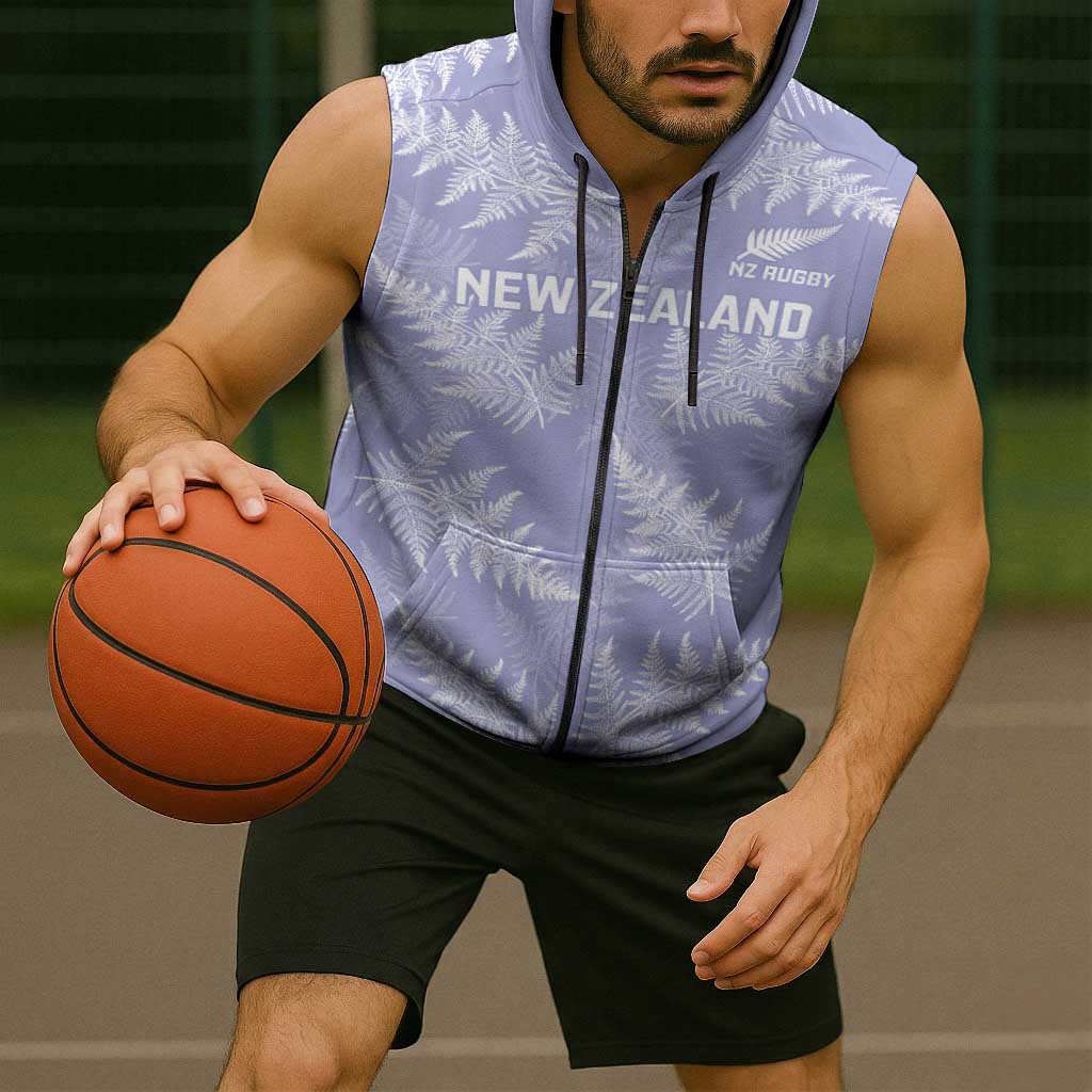 New Zealand Silver Fern Rugby Custom Sleeveless Zip Hoodie Go Aotearoa Champions Purple Version LT14