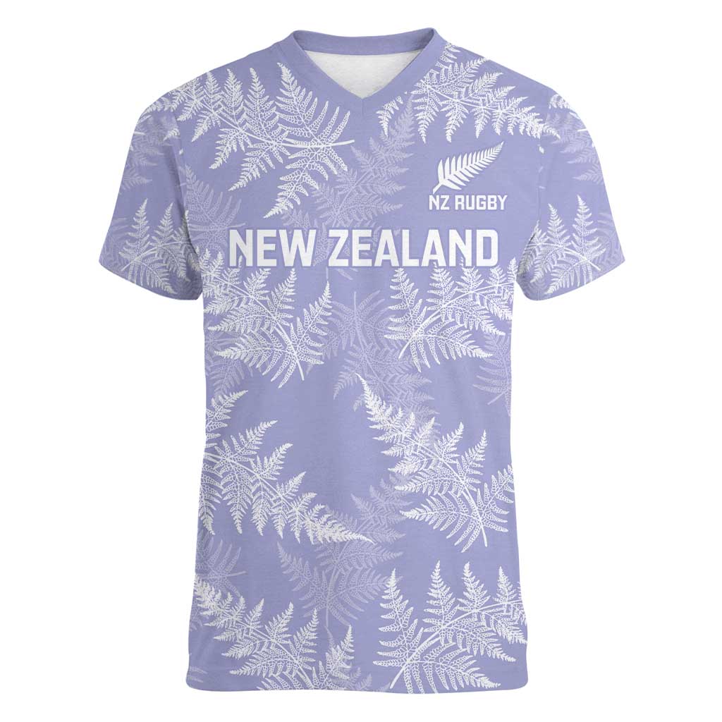 New Zealand Silver Fern Rugby Custom Women V-Neck T-Shirt Go Aotearoa Champions Purple Version - Aussie Hoodie
