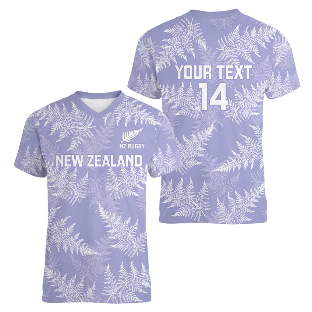 New Zealand Silver Fern Rugby Custom Women V-Neck T-Shirt Go Aotearoa Champions Purple Version - Aussie Hoodie