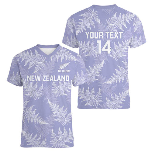 New Zealand Silver Fern Rugby Custom Women V-Neck T-Shirt Go Aotearoa Champions Purple Version - Aussie Hoodie