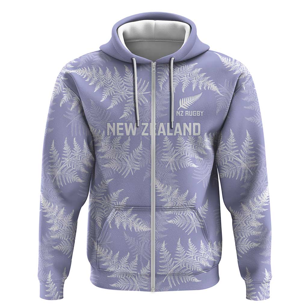 New Zealand Silver Fern Rugby Custom Zip Hoodie Go Aotearoa Champions Purple Version - Aussie Hoodie