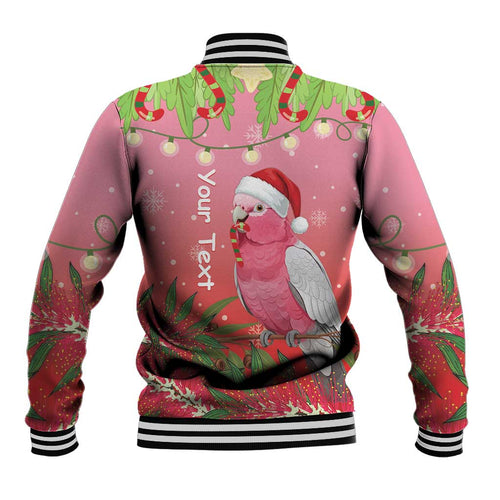 Personalised Galah Australia Christmas Baseball Jacket Merry Chrissie Bottlebrushes - Aussie Hoodie