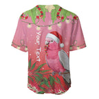 Personalised Galah Australia Christmas Baseball Jersey Merry Chrissie Bottlebrushes - Aussie Hoodie