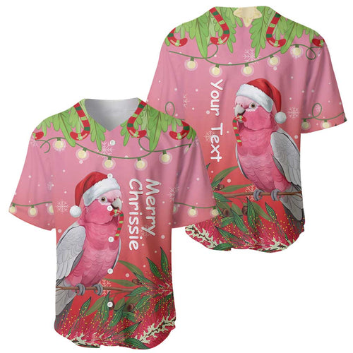 Personalised Galah Australia Christmas Baseball Jersey Merry Chrissie Bottlebrushes - Aussie Hoodie