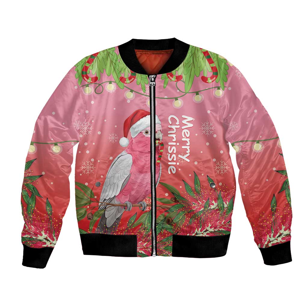 Personalised Galah Australia Christmas Bomber Jacket Merry Chrissie Bottlebrushes - Aussie Hoodie
