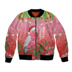 Personalised Galah Australia Christmas Bomber Jacket Merry Chrissie Bottlebrushes - Aussie Hoodie