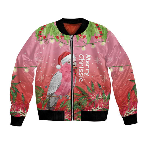 Personalised Galah Australia Christmas Bomber Jacket Merry Chrissie Bottlebrushes - Aussie Hoodie