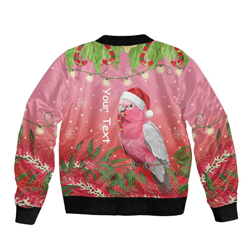 Personalised Galah Australia Christmas Bomber Jacket Merry Chrissie Bottlebrushes - Aussie Hoodie