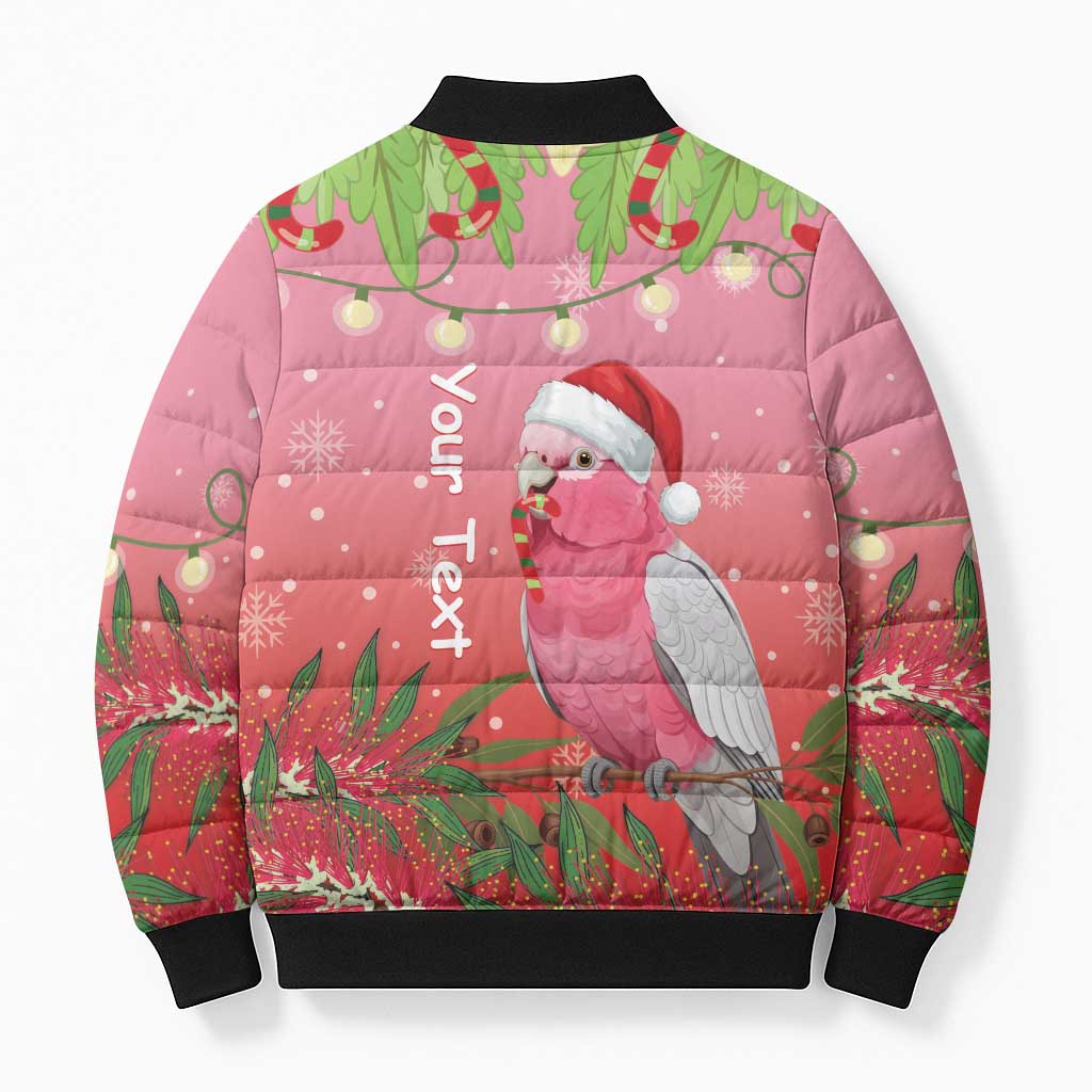 Personalised Galah Australia Christmas Bomber Puffer Jacket Merry Chrissie Bottlebrushes - Aussie Hoodie