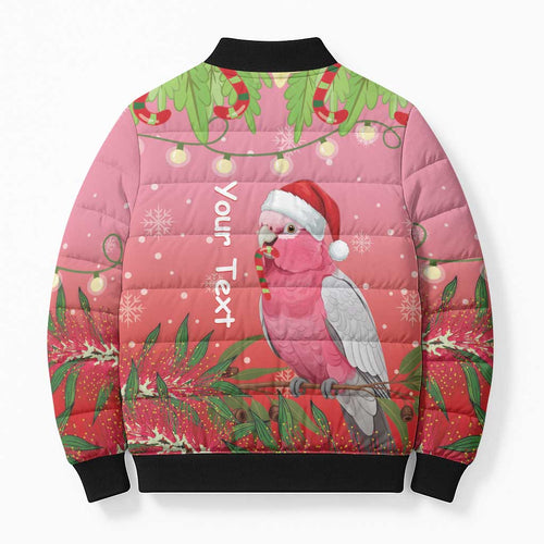 Personalised Galah Australia Christmas Bomber Puffer Jacket Merry Chrissie Bottlebrushes - Aussie Hoodie