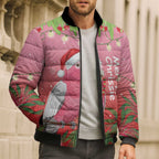Personalised Galah Australia Christmas Bomber Puffer Jacket Merry Chrissie Bottlebrushes - Aussie Hoodie