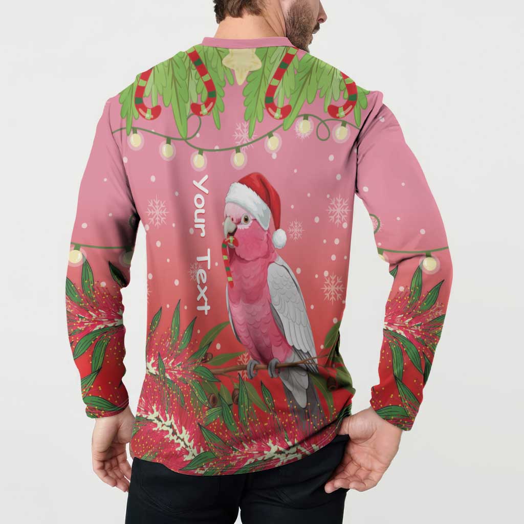 Personalised Galah Australia Christmas Button Sweatshirt Merry Chrissie Bottlebrushes - Aussie Hoodie