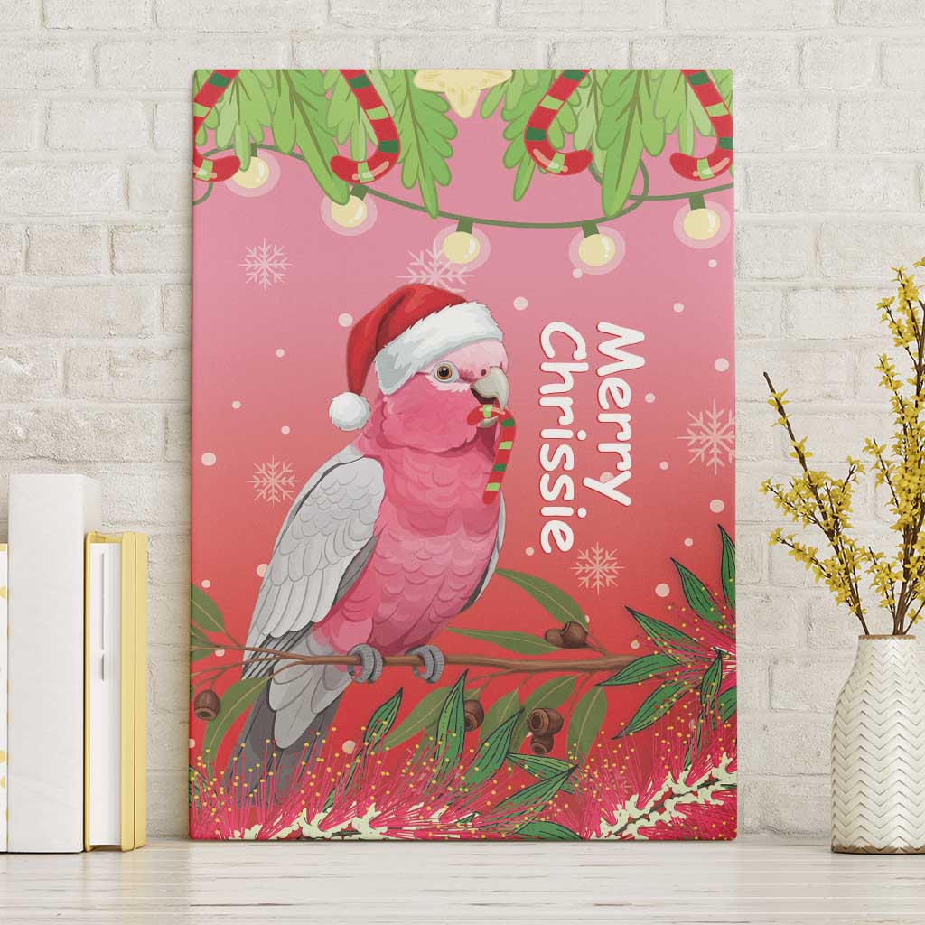 Galah Australia Christmas Canvas Wall Art Merry Chrissie Bottlebrushes - Aussie Hoodie