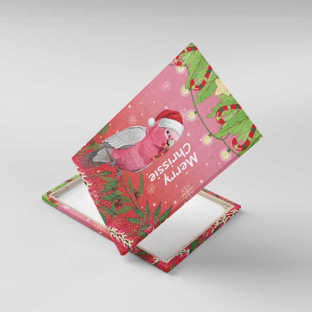 Galah Australia Christmas Canvas Wall Art Merry Chrissie Bottlebrushes - Aussie Hoodie