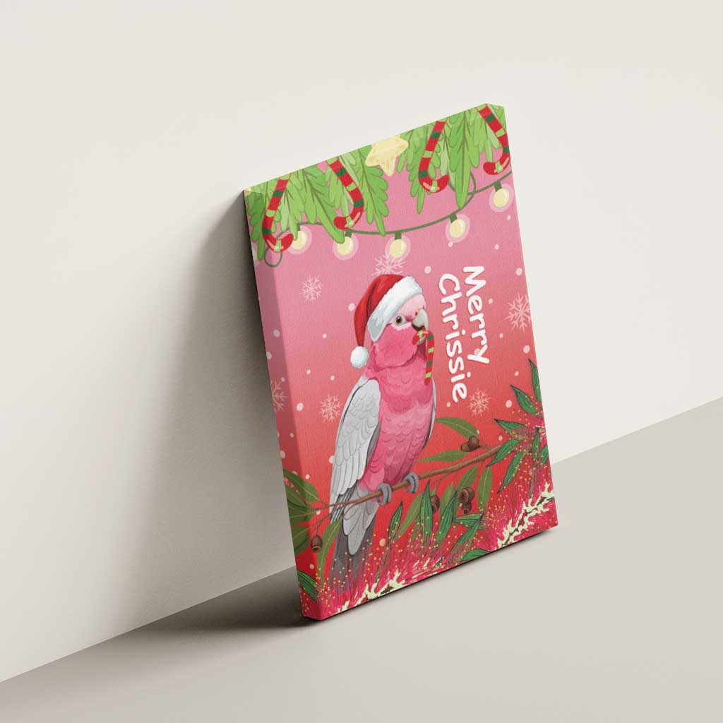Galah Australia Christmas Canvas Wall Art Merry Chrissie Bottlebrushes - Aussie Hoodie