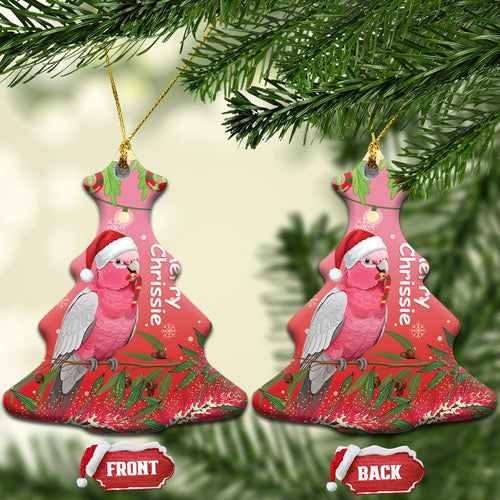 Galah Australia Christmas Ceramic Ornament Merry Chrissie Bottlebrushes - Aussie Hoodie