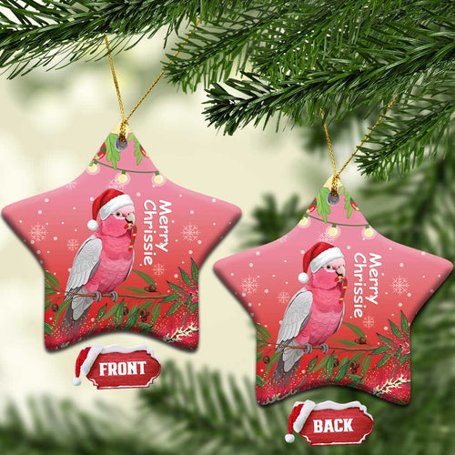 Galah Australia Christmas Ceramic Ornament Merry Chrissie Bottlebrushes - Aussie Hoodie