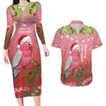 Personalised Galah Australia Christmas Couples Matching Long Sleeve Bodycon Dress and Hawaiian Shirt Merry Chrissie Bottlebrushes - Aussie Hoodie
