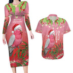Personalised Galah Australia Christmas Couples Matching Long Sleeve Bodycon Dress and Hawaiian Shirt Merry Chrissie Bottlebrushes - Aussie Hoodie